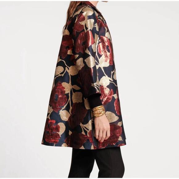 NEW FRANCES VALENTINE cornelia swing coat in floral floating jacquard - Picture 3 of 7